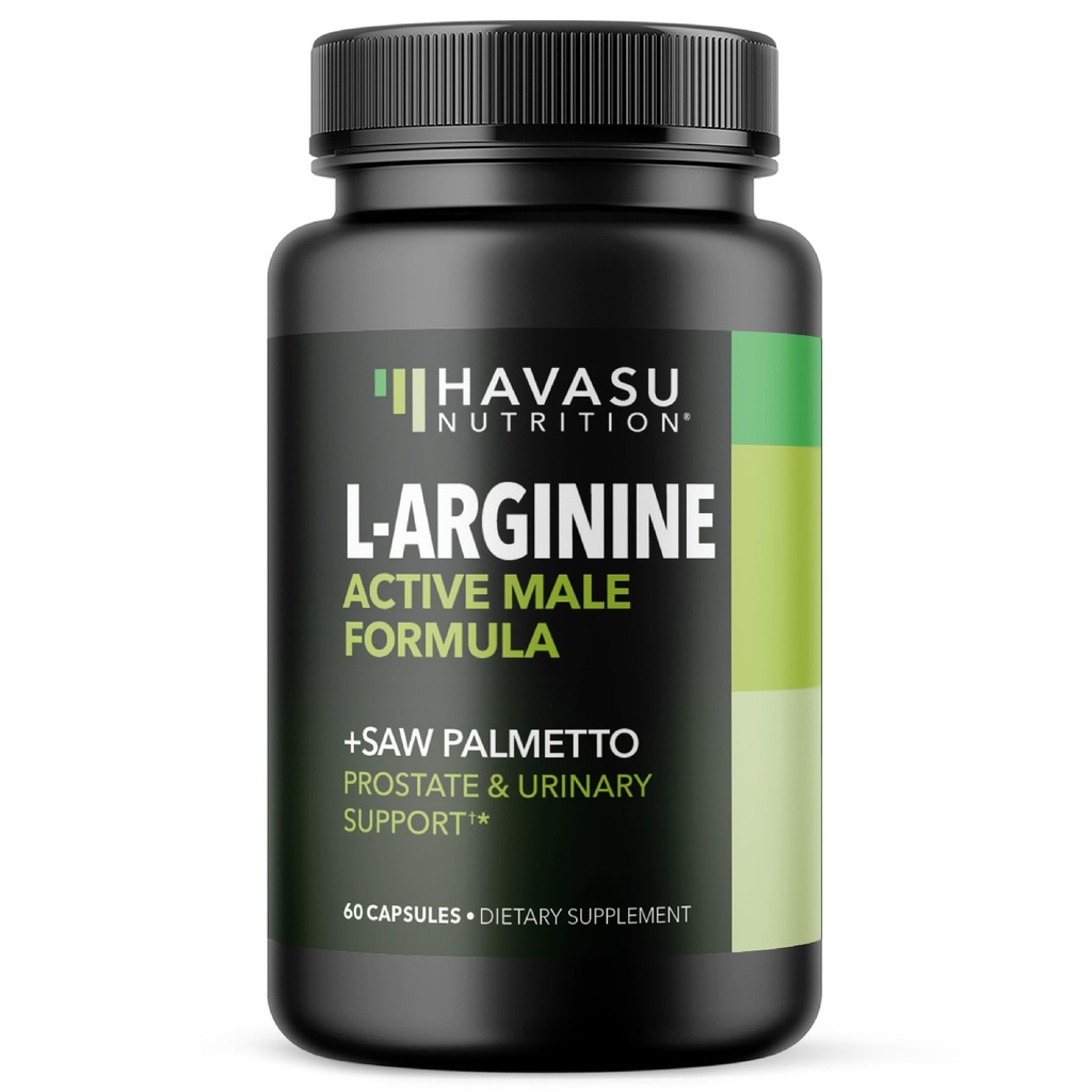 L-arginín 500mg a píla Palmetto 500mg - Oxid dusnatý a prostaty zdravotné doplnky pre mužov - 60 gróf - Vytrvalosť a močové tract Funkcia podpora - 1 mesiac dodávky - Vegan, non-GMO kapsule