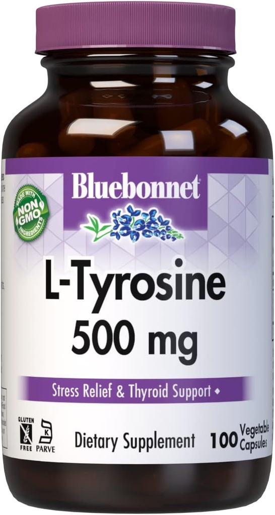 Bluebonnet Ltyrozín 500 Mg Vitamín kapsuly, 100 Počet
