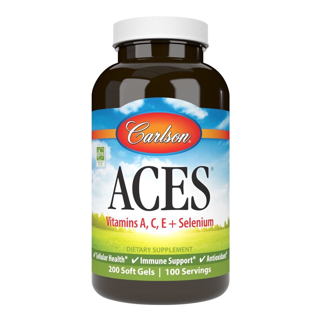 Carlson - ACES, vitamíny A, C, E + selén, bunkové zdravie a imunitná podpora, antioxidant, 200 softgelov