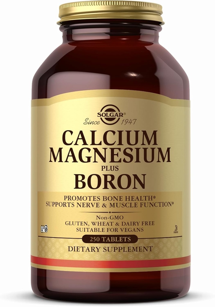 Solgar kalcium Magnézium Plus Bór - 250 tabliet - Non-GMO, Vegan, Gluten Free, Dairy Free, Košer - 83 Servings