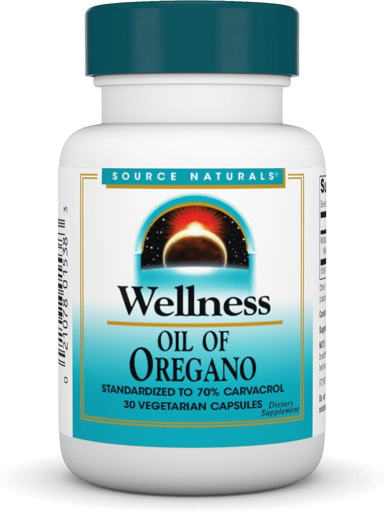 Zdroj Naturals Wellness Oil of Oregano - Štandardizovaný na 70% Carvatrol - 30 Vegetariánskych kapsúl