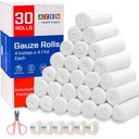 AZEN 30 Balenie Gauze rolky pásy, 4 v x 4.1 Yards, Premium Medical Supplies & First Aid Supplies, Bandage Wrap Vet Wrap, Mummy Wraps