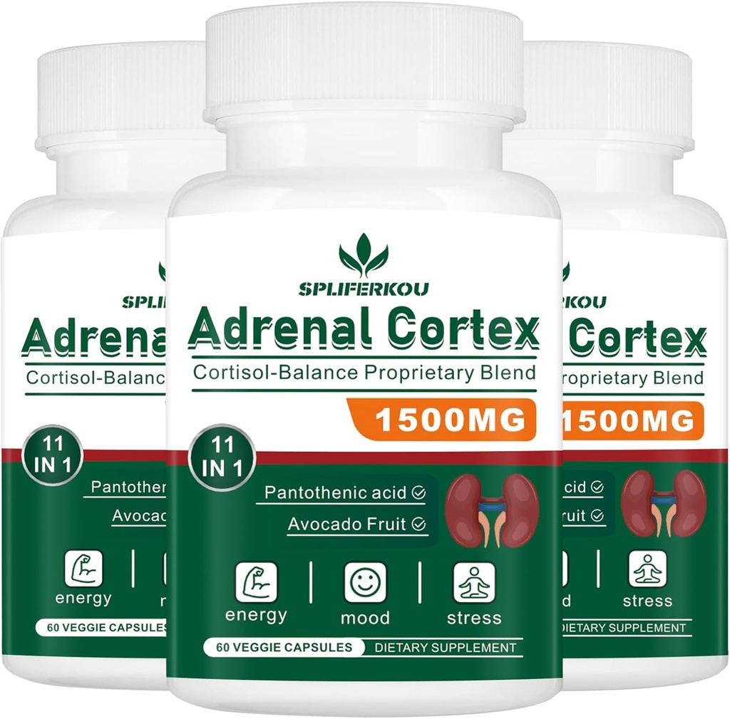 11-v-1 Adrenal Suplement, Cortisol Supplement with Panthenic Acid a Ashwagandha - Podporuje zdravú adrenálnu funkciu,Energetika a relaxácia - 180 Kapsule