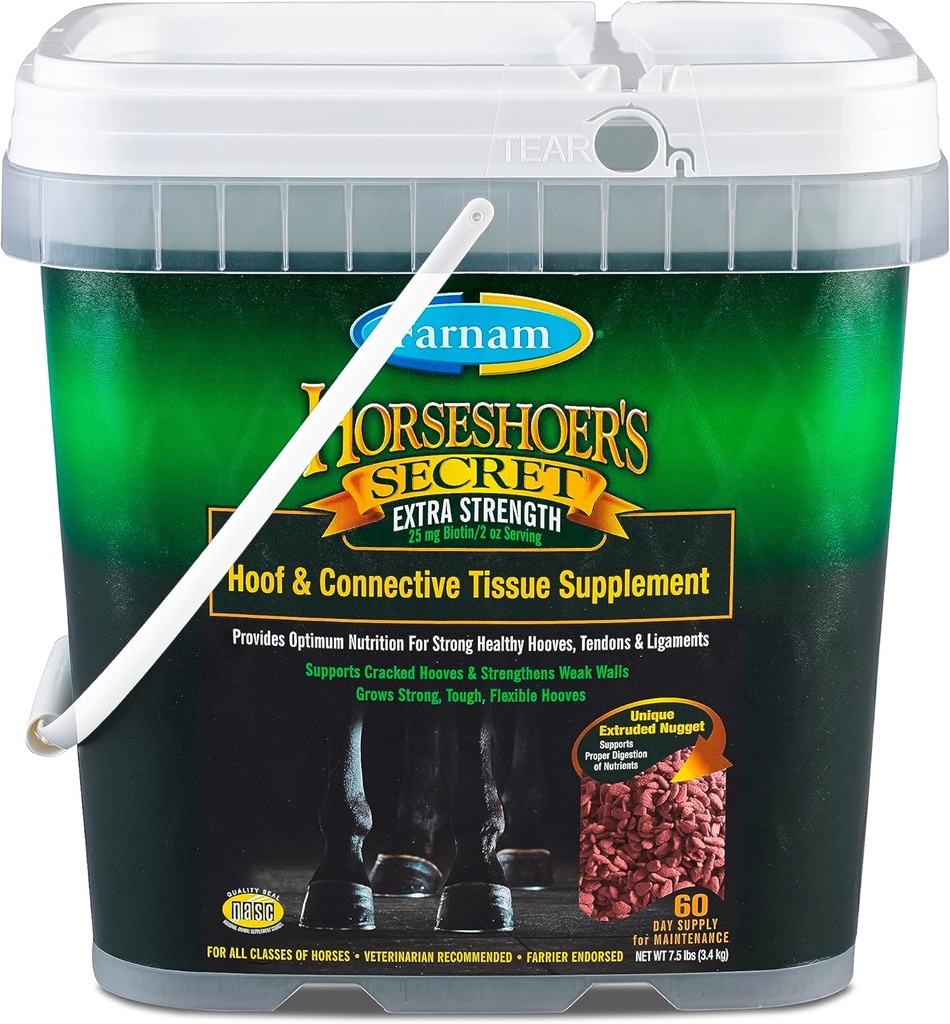 Farnam Horseshoer's Secret Extra sila Hoof Doplnky & Connective Tissue Supplement, Podporuje silné, zdravé Hooves, Tendon & väzy, 7,5 libier, 60 Day Supply