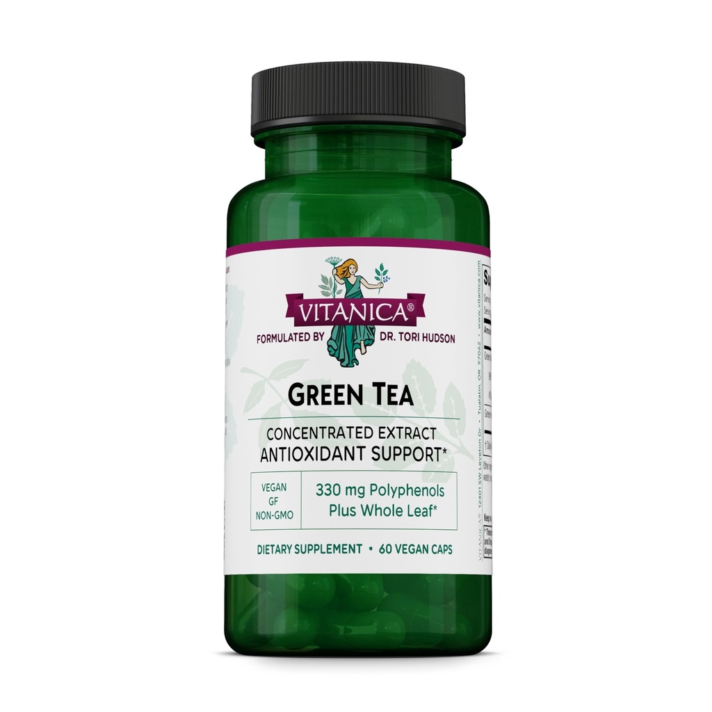 Vitanica Green Tea Extract Supplement 330mg, 45% EGCG, 98% Polyfenoly a 80% Catechins, Energy Antioxidant and Immune Support, Vegan, 60 Kapsule