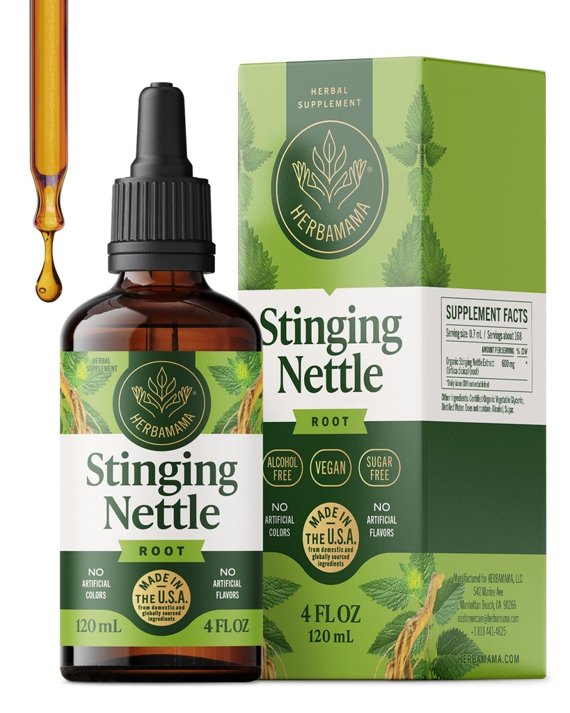 HERBAMA Stinging Nettle Tinture - Vegan Urinary Tract Support with Stinging Nettle Root Extract - Non-GMO, Alkohol & Sugar-free Urtikul Dioica Supplement - 84-Deň dodávky