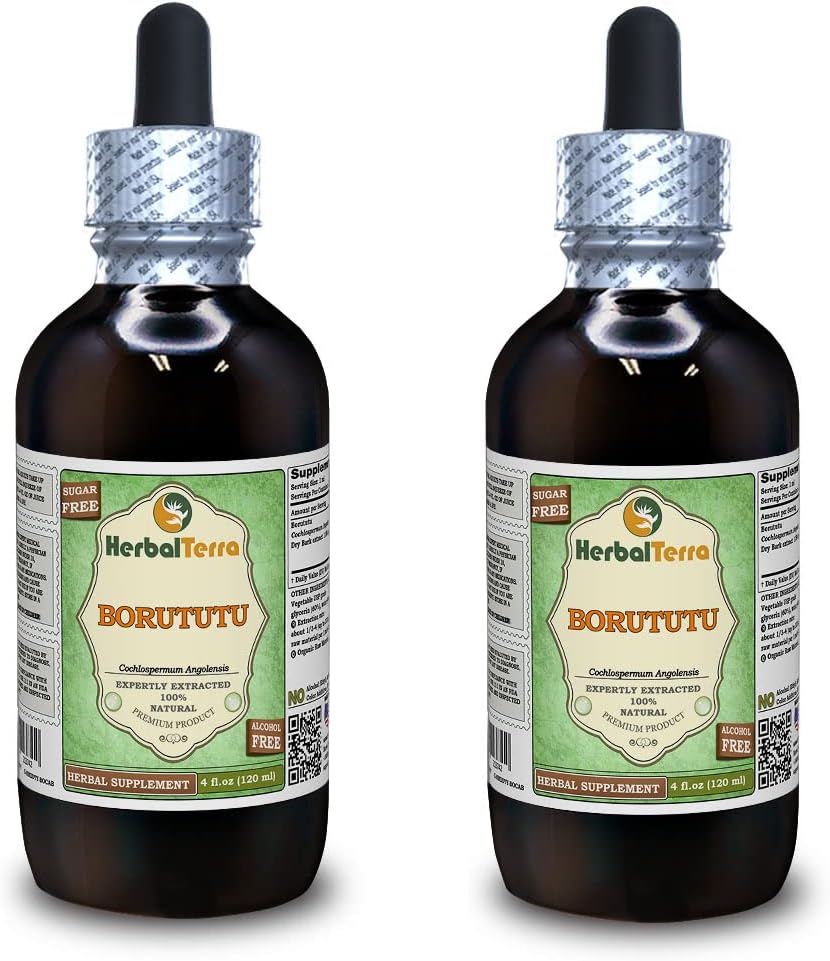Borututu (Cochlospermum angolensis) Glycerit, sušený koreňový tekutý extrakt bez obsahu alkoholu (názov brada: bylinný terapeut, hrdo vyrobený v USA) 2x4 fl.oz (2x120 ml)