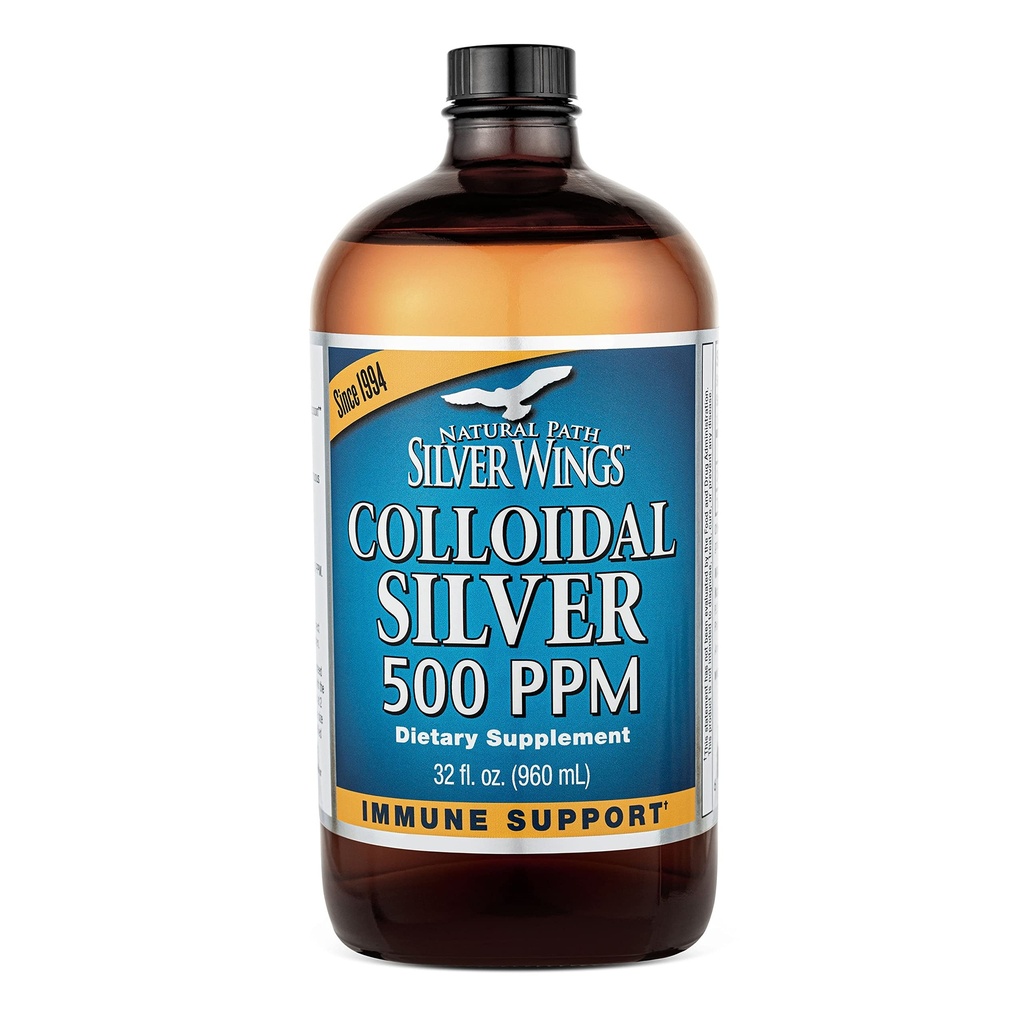 Natural Path Silver Wings Koloidné striebro 500ppm (2,500mcg) Immune Support Supplement 32 fl. oz.
