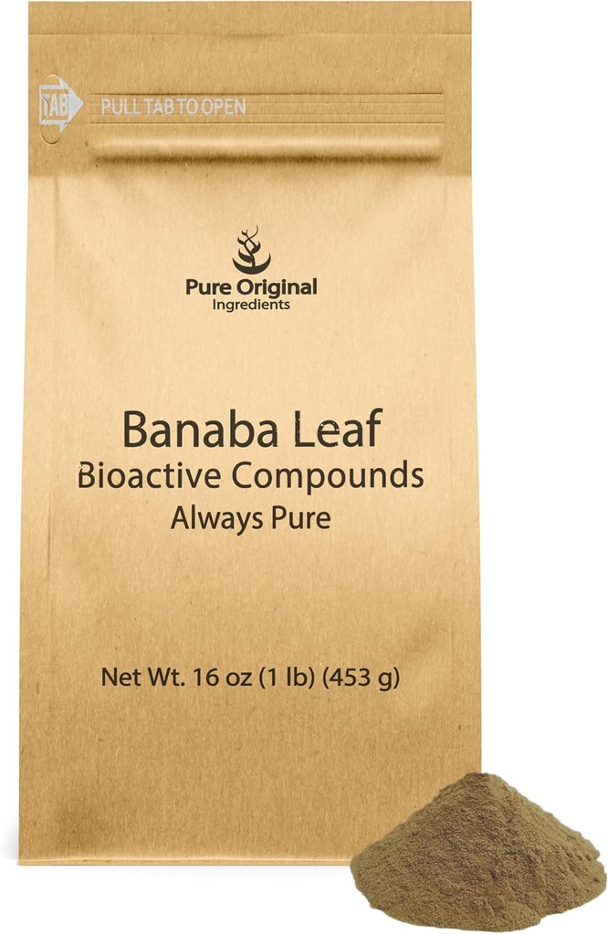 PURE ORIGINÁL SUROVINY Banaba Leaf Powder (1 lb) Vždy čisté, bez plnív alebo prídavných látok, Non GMO