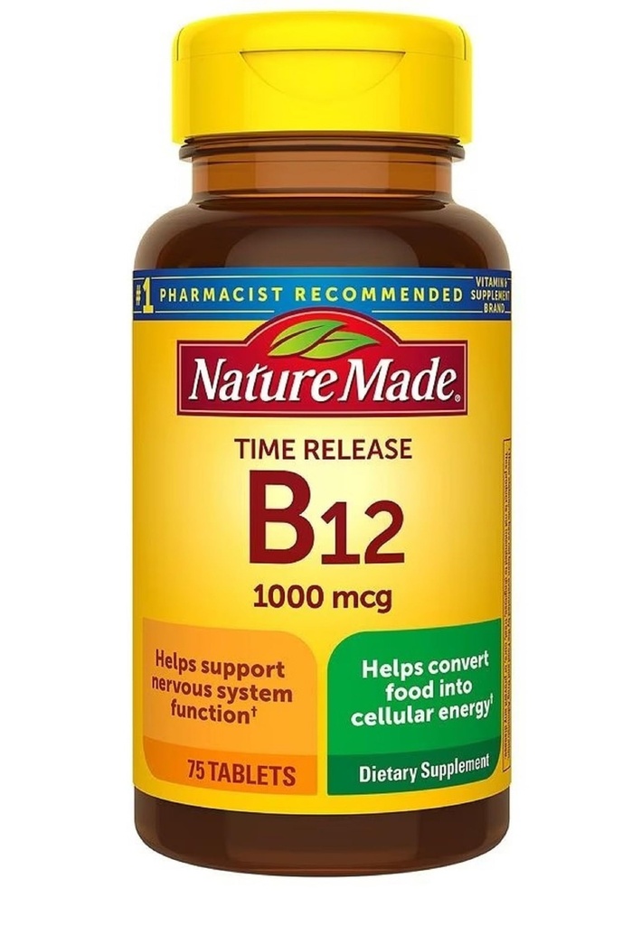 Príroda Vyrobené vitamín B12 1000 mcg, Dietary Supplement for Energy Metabolisation Support, Time Release, 75 tabliet,..