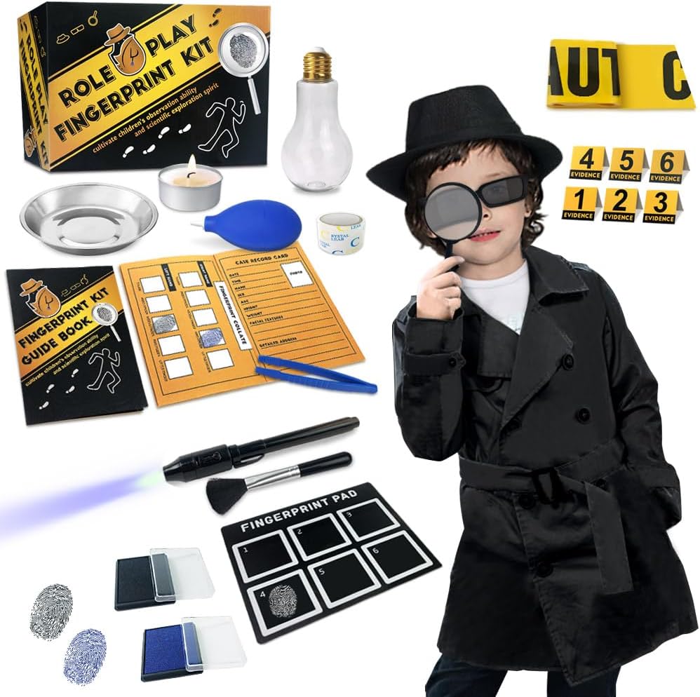 Spy Kit pre deti Detektívka Outfit Fingerprint Hračky Darčeky pre 5 6 7 8 9 10 11 Rok Old Boys Dievčatá Vyšetrovacia rola Hra Zdobiť kostým vzdelávacie vedy tajný agent Finger Print Identifikácia