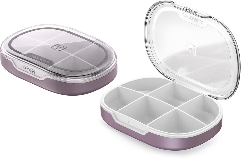 Organizátor pilulky, balenie 2 pilulky, malé pilulky pre Purse & Pocket, denná medicína vitamín pilulky, Rybí olej Box, dodatok box 2 ks (Six-Compartment) (Russet)