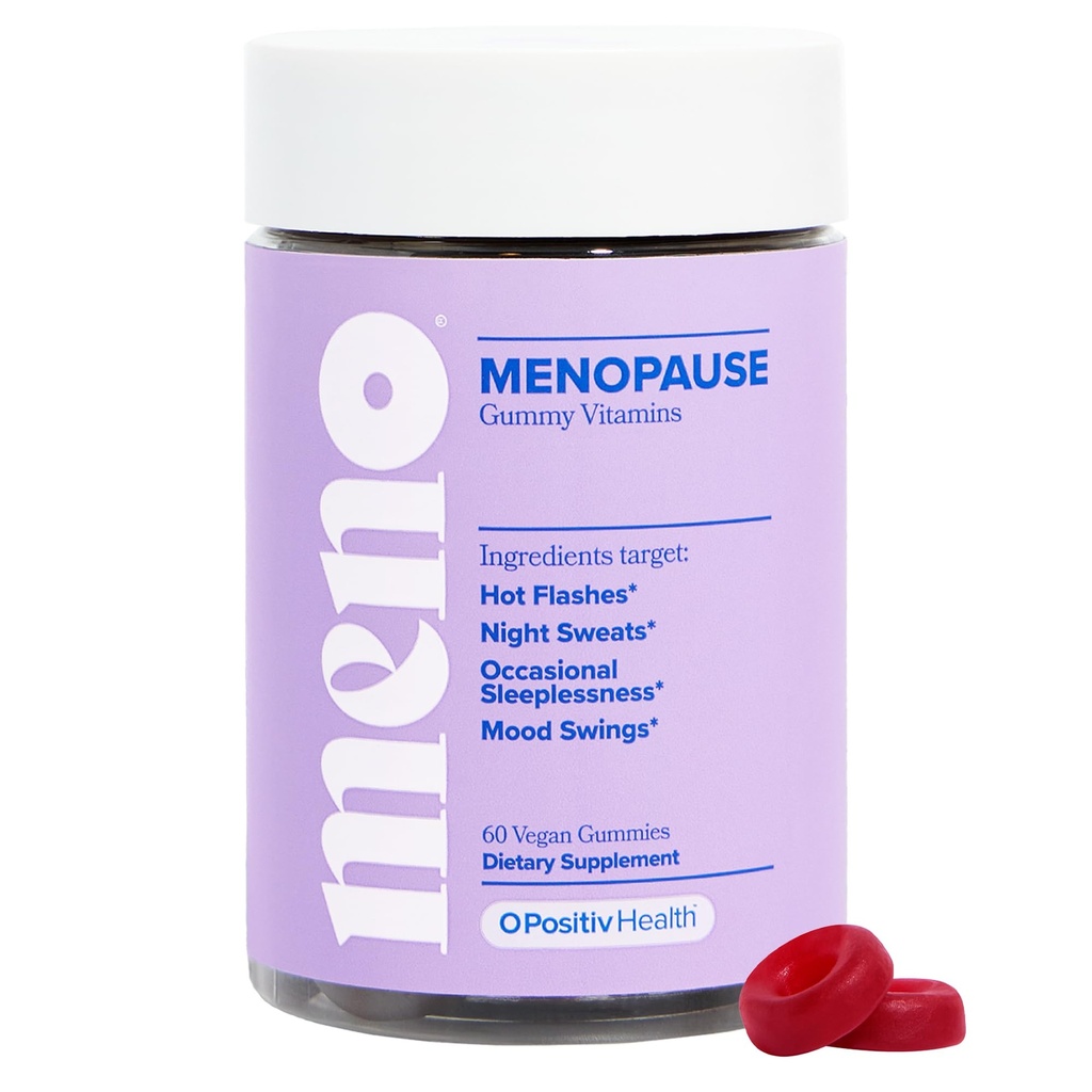 O Positiv MENO Gummies for Menopause, 30 Servírovanie (Pack of 1) - Hormon-free Doplnky pre ženy s Black Cohosh & Ashwagandha KSM-66 - Pomáha zmierniť horúce záblesky, nočné potenie, & Mood Swings