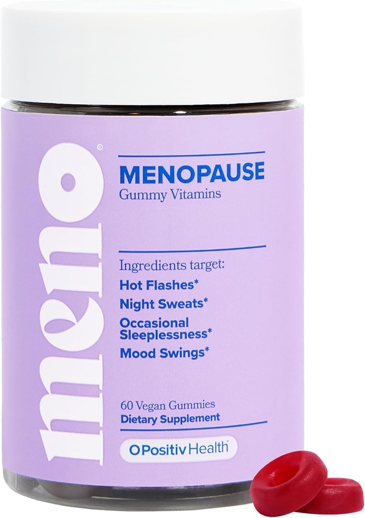 O Positiv MENO Gummies for Menopause, 30 Servings (Pack of 1) - Hormone-Free Supplements for Women with Black Cohosh & Ashwagandha KSM-66 - Helps Alleviate Hot Flashes, Night Sweats, & Mood Swings