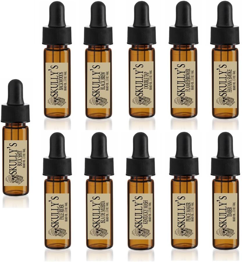 Skully's Beard Oil Sample Set (11) 5 ml sklenené draky, cestovné balenie