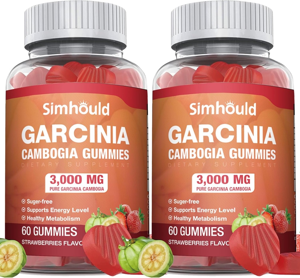 2 balenie bez cukru Garcinia Cambogia Gummies - 3000mg 95% HCA s L-karnitín, Energy Boost, Jahodová aróma Gummy Easier vziať Than Pills & Capsules 120 Počet