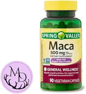 Generic Spring Valley Maca Root 500mg Kapsule, Organic Maca Root pre ženy a mužov, Dietary Supplement, 90 Vegetariánske kapsule + DRI Store +Sticker