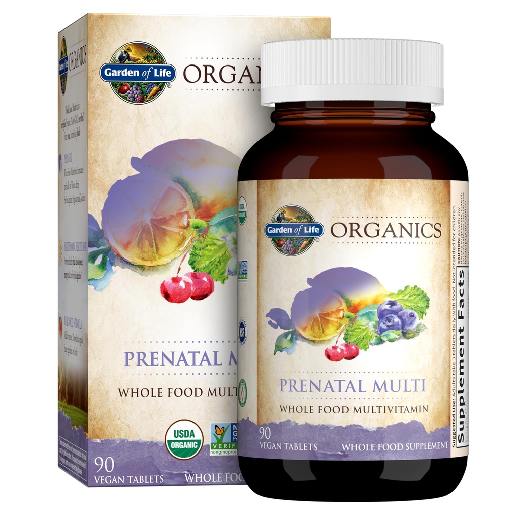 Garden of Life Organics Ženy Prenatálne multivitamíny s vitamínom D3, B6, B12, C & Železo, Folate for Energy & Healthy Fetal Development
