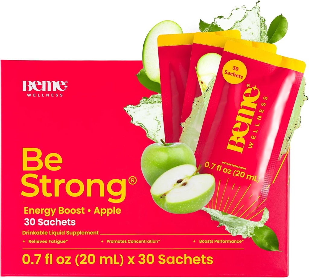 BeMe Vitamín B12 Liquid Shot, BeStrong - Vitamín B 12 pitná kvapalina doplnok podporuje zvýšenie energie, zaostrovanie, & Koncentrácia - Guarana, taurín, a kolagénové doplnky podporovať zotavenie (30 vreciek)