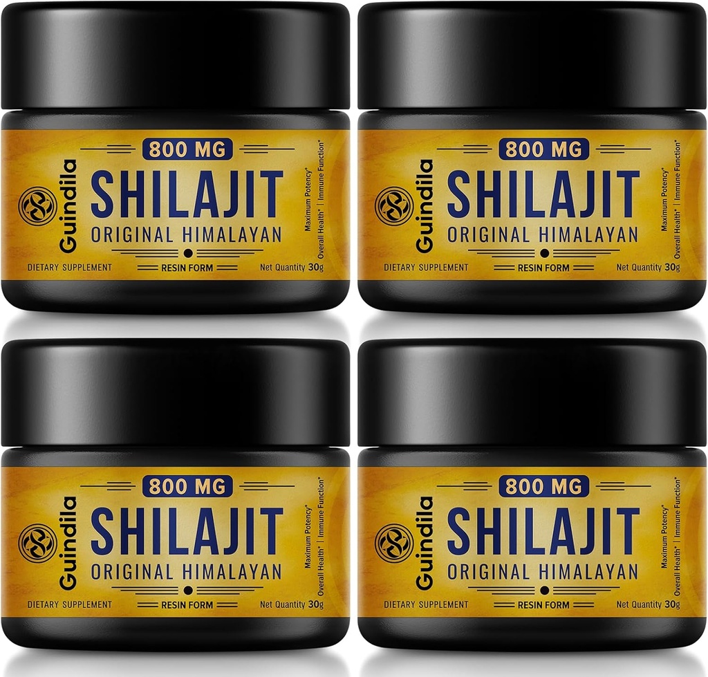 800mg Shilajit Supplement-Shilajit Pure Himalayan Organic Shilajit Resin with maximum Potency, Original from Himalayan with 85+Trace Minerals & Fulvic Acid for Focus & Energy,Imunity,4 Packs