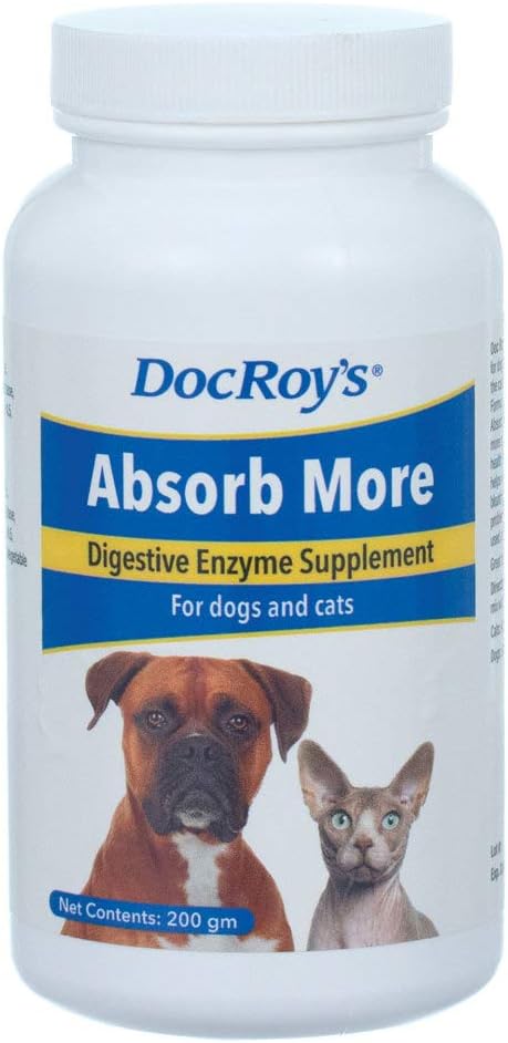 Doc Roy Absorb Viac - Digestive Enzyme Supplement- pre psy a mačky - 200gm Granulát