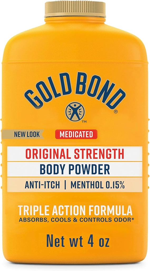Gold Bond Medied Original Strength Body Powder, 4 oz., Talc-Free, Anti-Itch, Absorbs & Cools