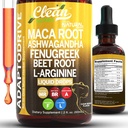 Clean Nutra Organic Maca Root Tekuté kvapky s Ashwagandha, Fenugreek, Repeat Root a L-arginín Tekutý Multivitamín pre ženy a mužov - Adapto Drive