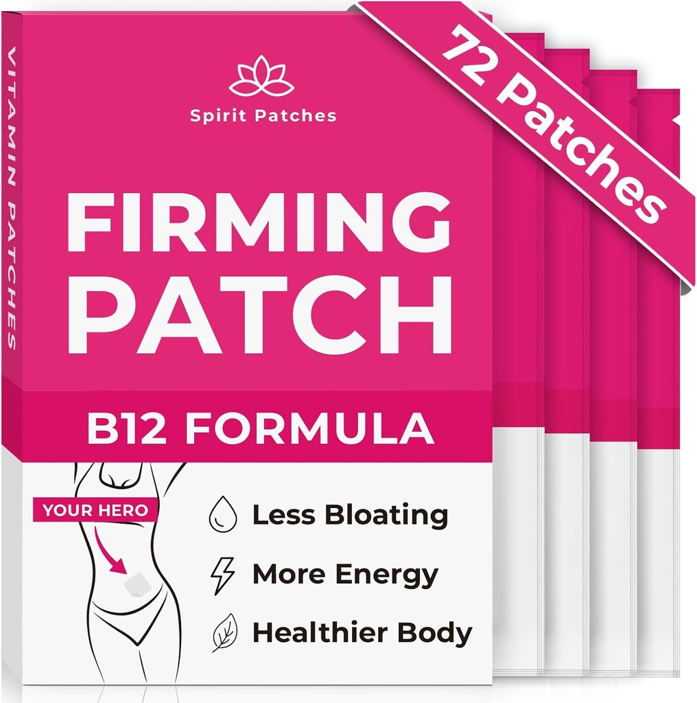 Firmovanie B12 Patches (Pack of 72) - 100% Prírodný vitamín patch pre ženy, Energia a podpora tela, Self-Adheive Transparentné Nálepky - Vylepšená formula