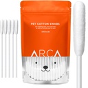 Bavlnené lopatky pre psy a mačky - Cat & Dog Ear Cleaner Long Cotton Swab - Extra Long Stick, Cat & Dog Ear Cleaning Sada pre šteňatá a domáce zvieratá, Multipurpose Pet Cotton Swabs for Ears (100 Buds)