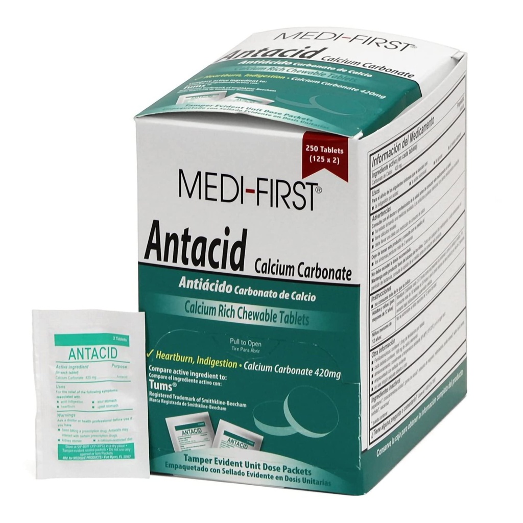 Medi-First Antacidová tableta, 250 Ct