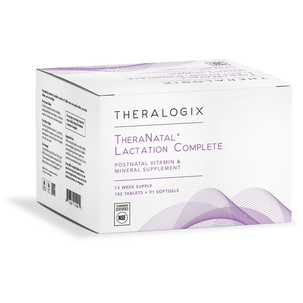 Theralogix TheraNatal Laktácia Kompletný Postnatálny vitamín Supplement - 13-týždeň Supplement - Dojčenie Doplnkové pre ženy - NSF Certified - 182 Tablety & 91 Softgels