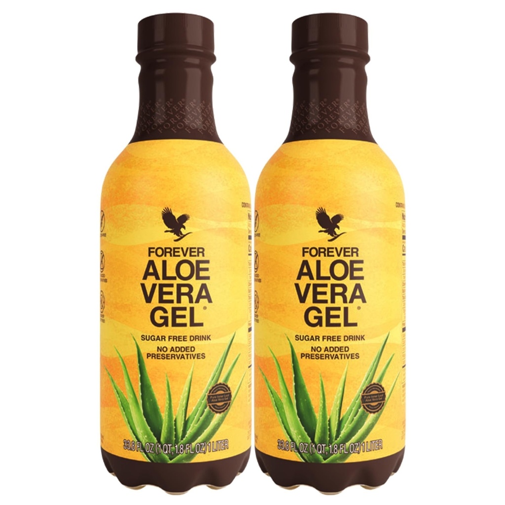Forever Living - Forever Aloe Vera Gel - 99,7% Pure Inner Leaf Aloe Vera Juice - Conservative-free - 33,8 fl oz (balenie 2)