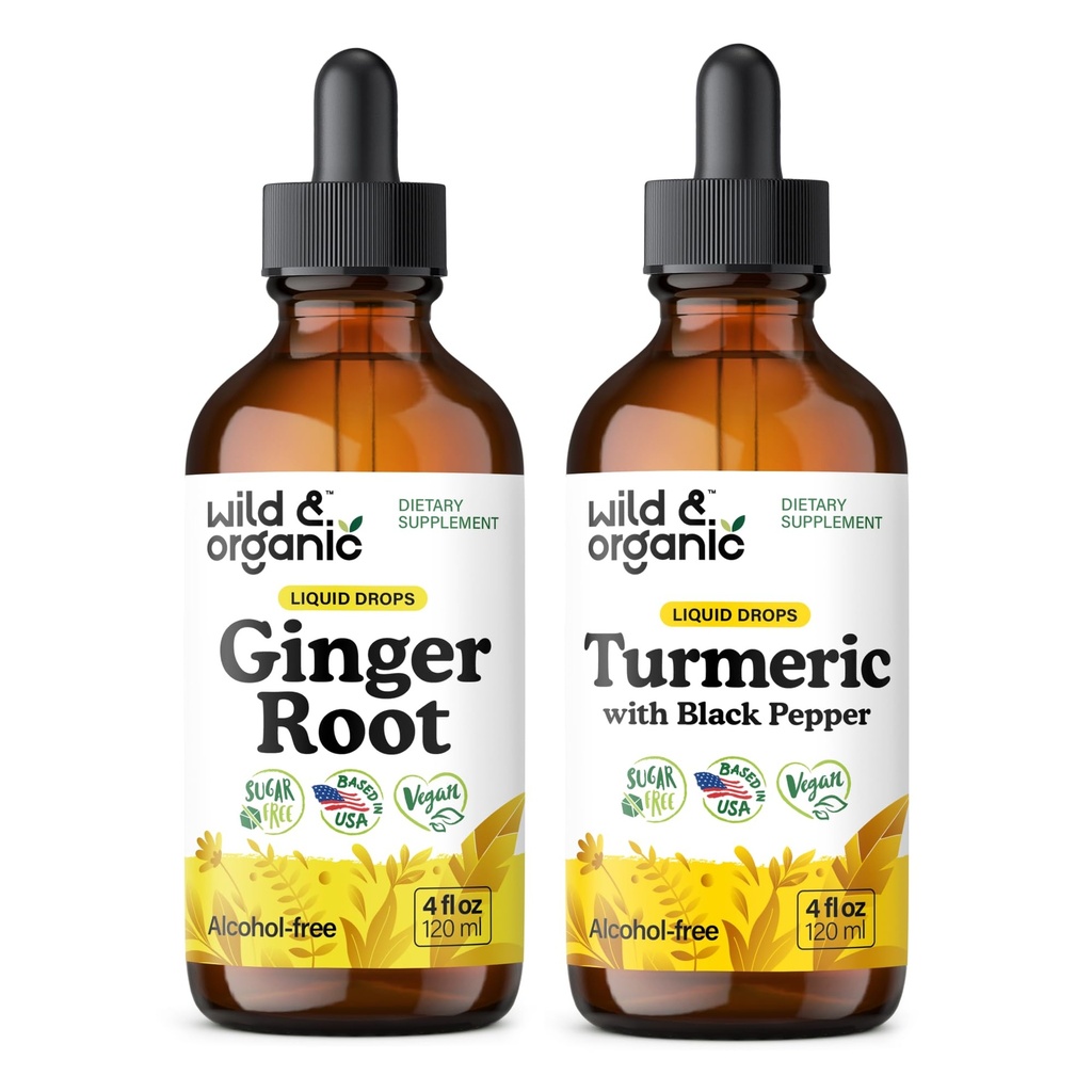Divoká a organická zázvor Tinktúra 4 fl oz & Turmerica Tincture 4 fl oz