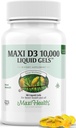 Maxi Health Vitamin D3 10000 IU Softgels Supplement - Pure VIT D3 for Calcium Absorption, Immune Health and Bone Support for Adult Women & Men - Vitamina D - Liquid D3 10000 IU Softgels (90)