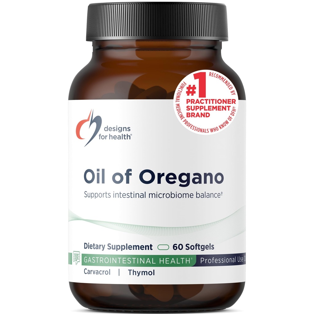 Designs for Health Oil of Oregano - Oregano Oil Capsulses with Highly Concentrated Carvatrol - Supports Intestinálne čistenie - Oregano Oil Pills for GI Support (60 Softgels)