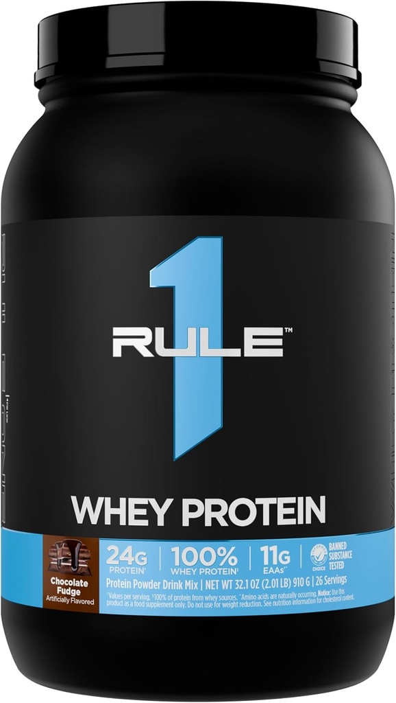 Pravidlo 1 Srvátkový proteín 24g Fast-Acting Protein from All-Whey Sources with Prirodzene Occurring EAAs & BCAAs for Workout Recovery or Anytime Use (2 libra*, Čokoláda Fudge)
