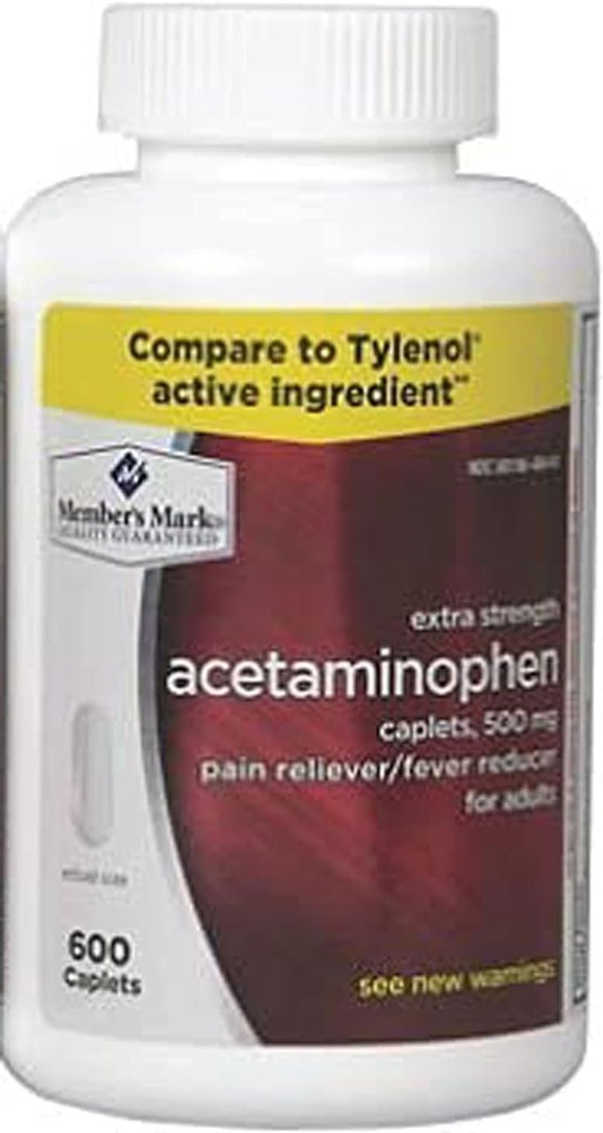Acetaminofén Generic 500 mg Extra sila - 600 Caplets
