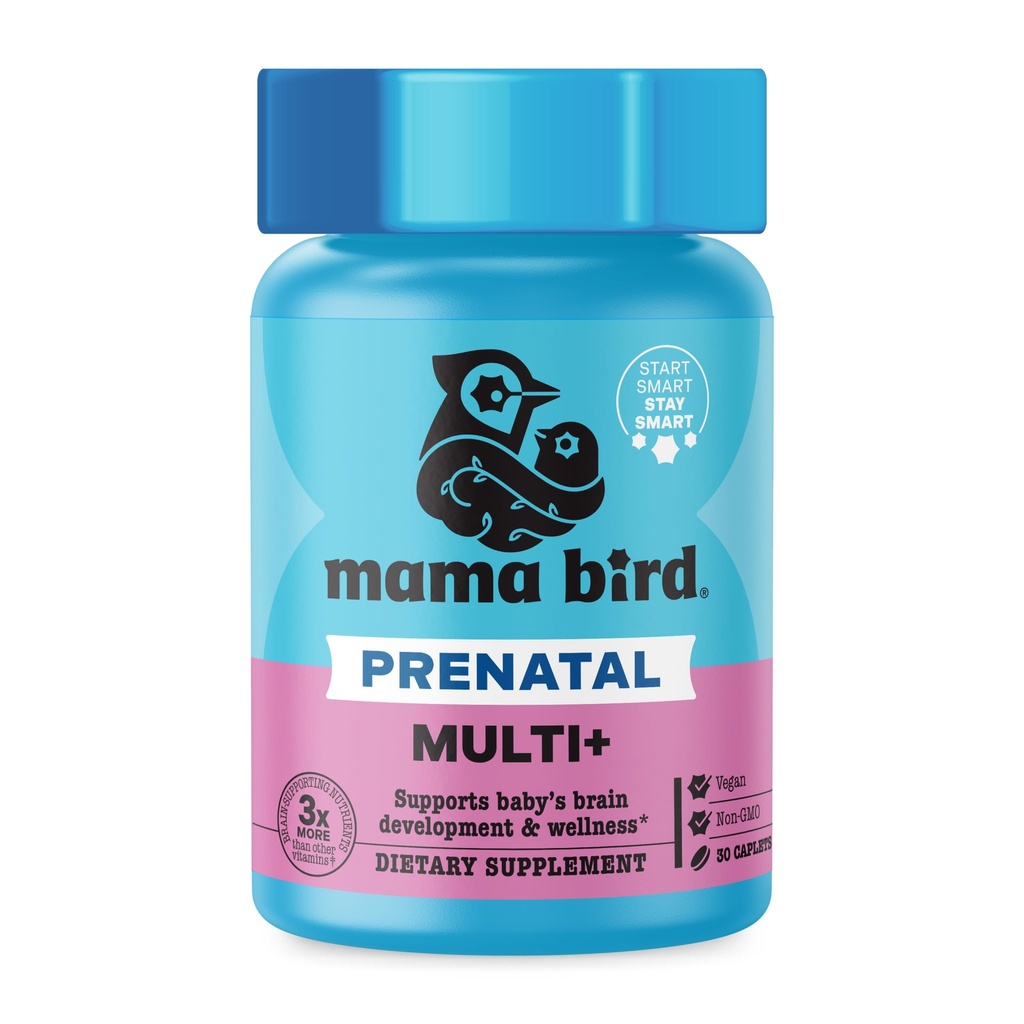 Najlepšie Nest Wellness Mama Vtáčie prenatálne multi Plus - Prenatálna starostlivosť Doplnkové podpory Mozog a trávivé zdravie - Vegan Multivitamín s L-metylfolát, Probiotiká a viac - 30 Caplets (30 Servings)