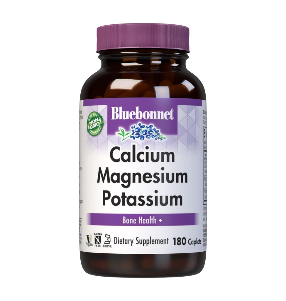 Bluebonnet kalcium horčík draslík doplnok pre ženy a mužov - podporuje zdravé kosti - vápnik 1000 mg minerálne doplnok Chelát forma - non-GMO, Vegan, Gluten-free - 180 Caplets
