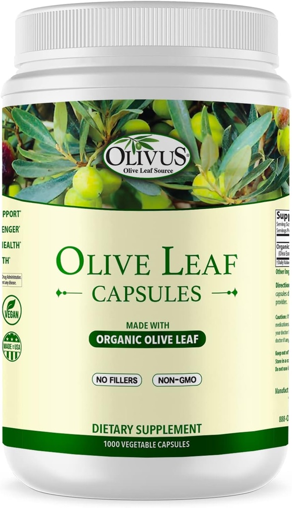 Olive Leaf Kapsule Bulk 1000 Ct - 550 mg Rastlinné kapsule - Pure Organic Olive Leaf Powder with No Fillers - Immune Support Antioxidant Supplement