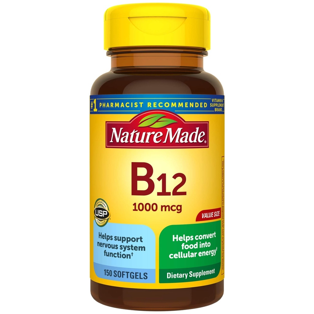 Vitamín B12 1000 mcg Softgels, 150 Počet Hodnota Veľkosť