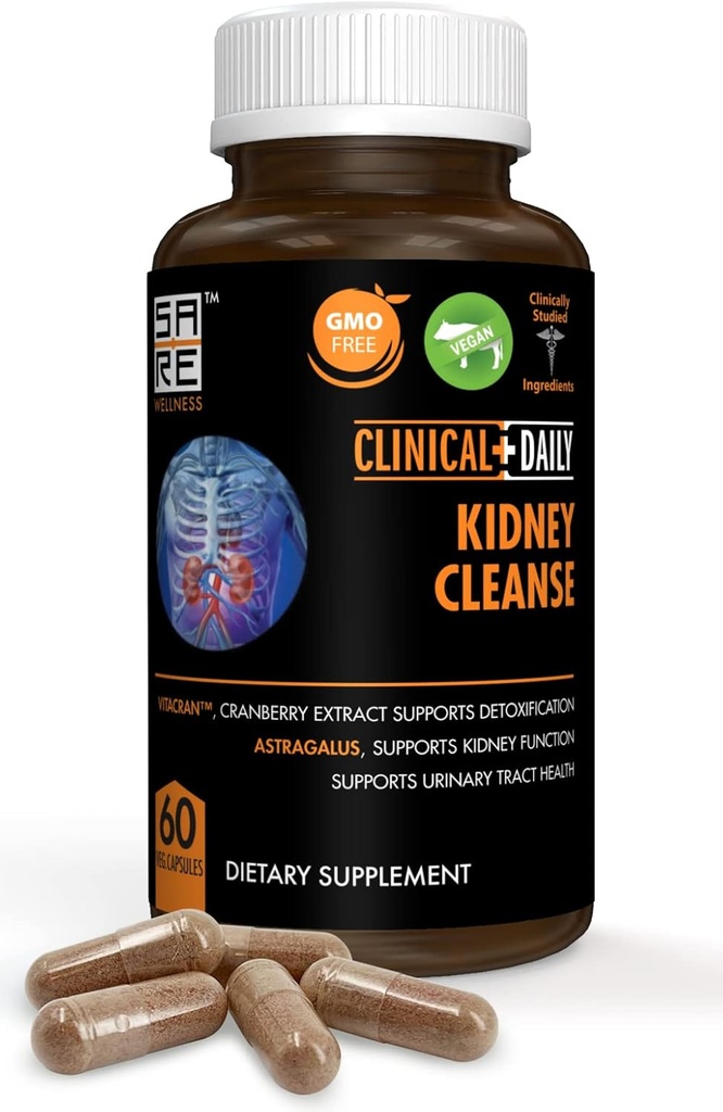 Clinical Daily Herbal Obliect Cleanse Detox Supplement, Organic Vitamis with Cranberry, Astragalus, Uva Ursi Pills pre zdravie močového mechúra pre ženy a mužov- 60 Vegan Kapsule