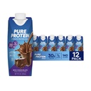 Čistá bielkovinová čokoláda Bielkoviny Shake, 30g Kompletný proteín, Pripravený na pitie a Keto-Friendly, Vitamíny A, C, D a E plus Zinok na podporu imunitného zdravia, 11oz Fľaše, 12 Balenie