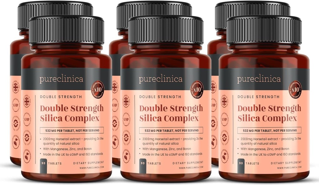 Double Strength Silica Complex – 18 Month Supply! (2000mg Horsetail Extract x 540 Tablets(6 Bottles of 90))