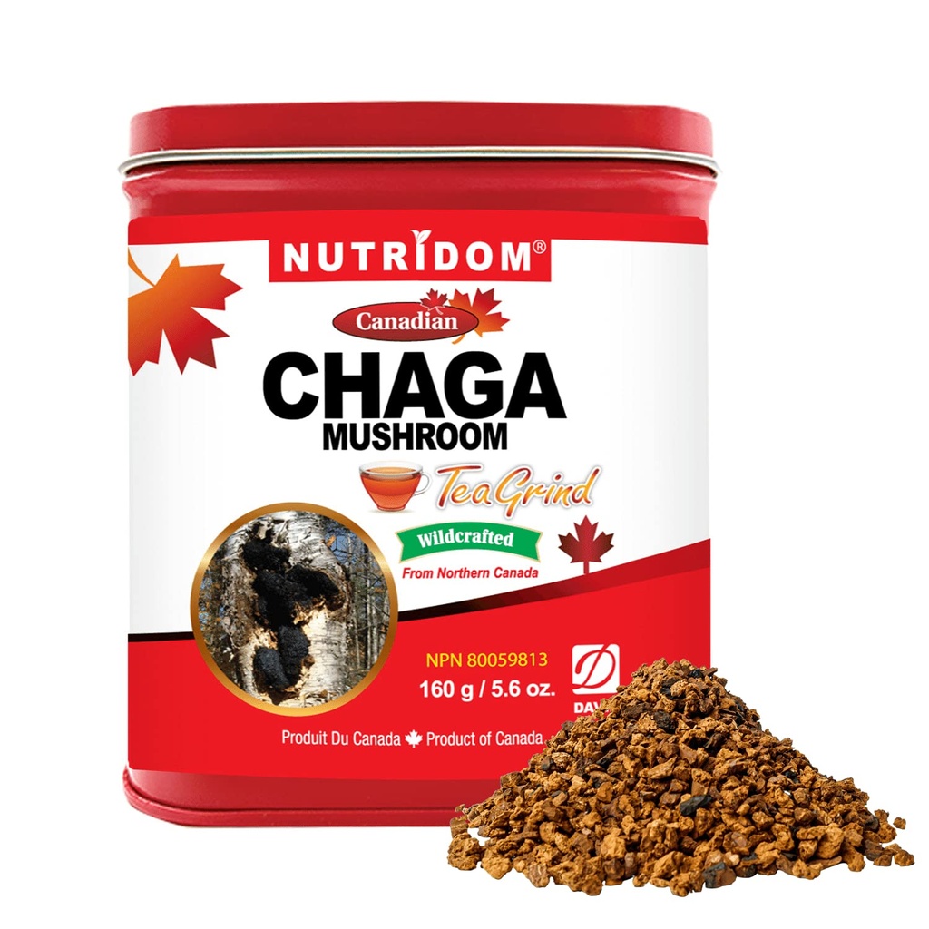 Nutridom Canadian Chaga Mushrom Tea Grind, Kambbles, Wild-Harvested, Hand-Picked, 160 g