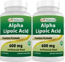 Najlepšie Naturals Alpha Lipoic Acid 600 mg 60 Kapsule - ALA Výkonný Antioxidant (60 Počet (Pack of 2))