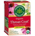Tradičné lieky Organic Throat Coat Lemon Echinacea Bylinný čaj, podporuje zdravie hrdla (16 Počet (Pack of 2)