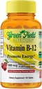 Greenfield Nutrition Halal Vitamín B12 1000mcg - Cherry Ochutené rýchle Absorpcia 60 Sublingválne B12 Tablety - Prírodné B12 Halal Vitamíny, podporuje mozog, zdravie krvných buniek a energetický metabolizmus