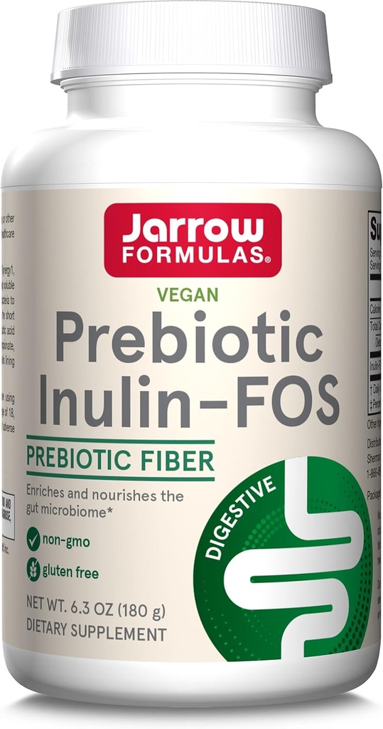 Jarrow Formules® Prebiotické Inulin FOS Prebiotické Fiber Supplement, 6.3 Oz, Prebiotiká pre zdravie Gut a podporu trávenia, približne 47 Servisov