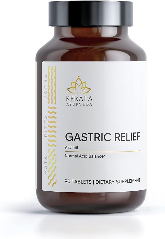 Kerala Ayurveda Gastric Relief Herbal Tablets | Natural Prebiotic for Healthy Stomach Acid Balance | Relieves from Stomach Discomfort and Gas | Aids Normal Digestion - 90 Count